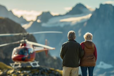 a group of people standing around a plane